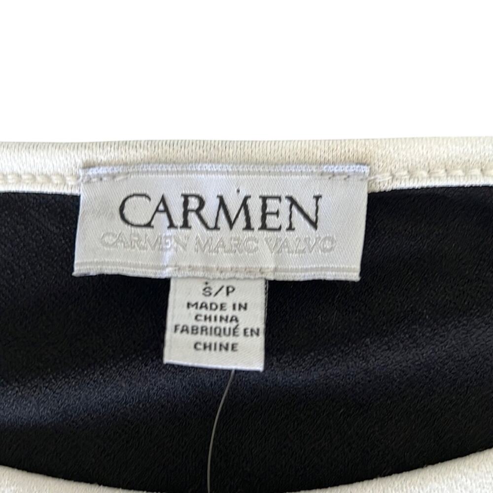 Carmen Marc Valvo NWT Black & White Cold Shoulder Knit Top Blouse Size Small - Picture 8 of 12